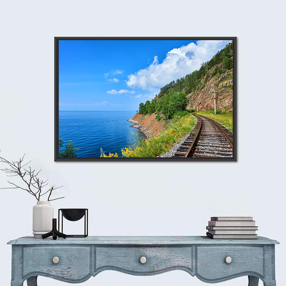 Circum Baikal Track by Lake Wall Art in a room, landscape