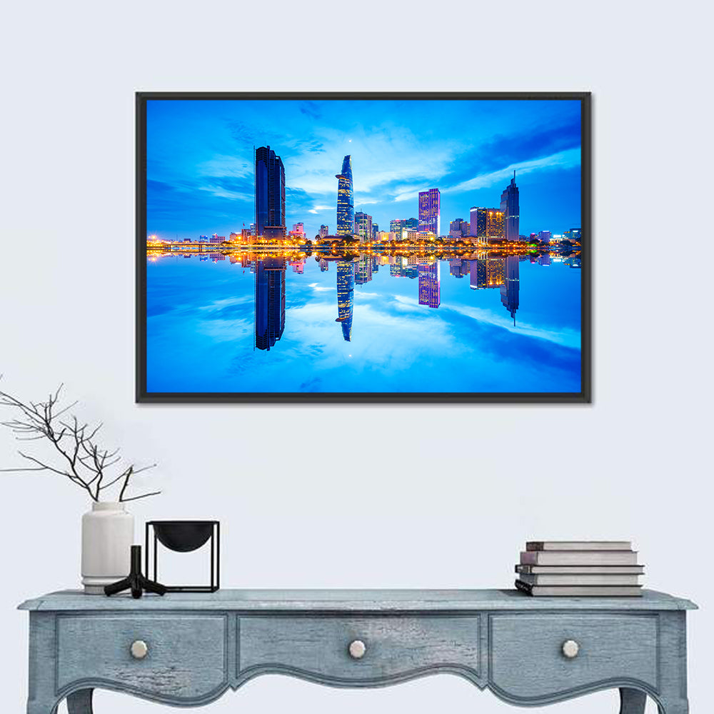Ho Chi Minh City Skyline at Twilight Wall Art in a room, landscape