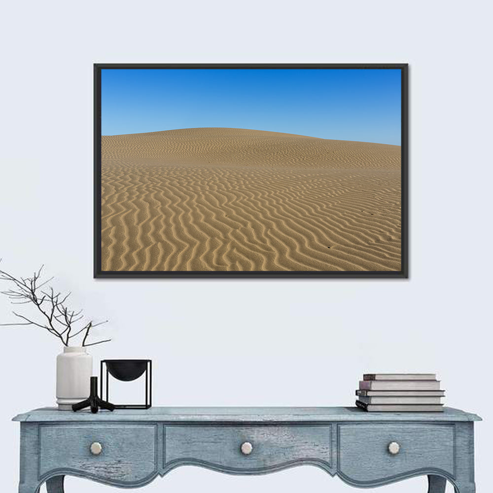 Namib Desert Rippled Sand Dunes Wall Art in a room, landscape