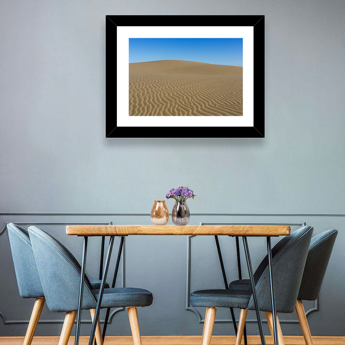 Namib Desert Rippled Sand Dunes Wall Art in a room, landscape