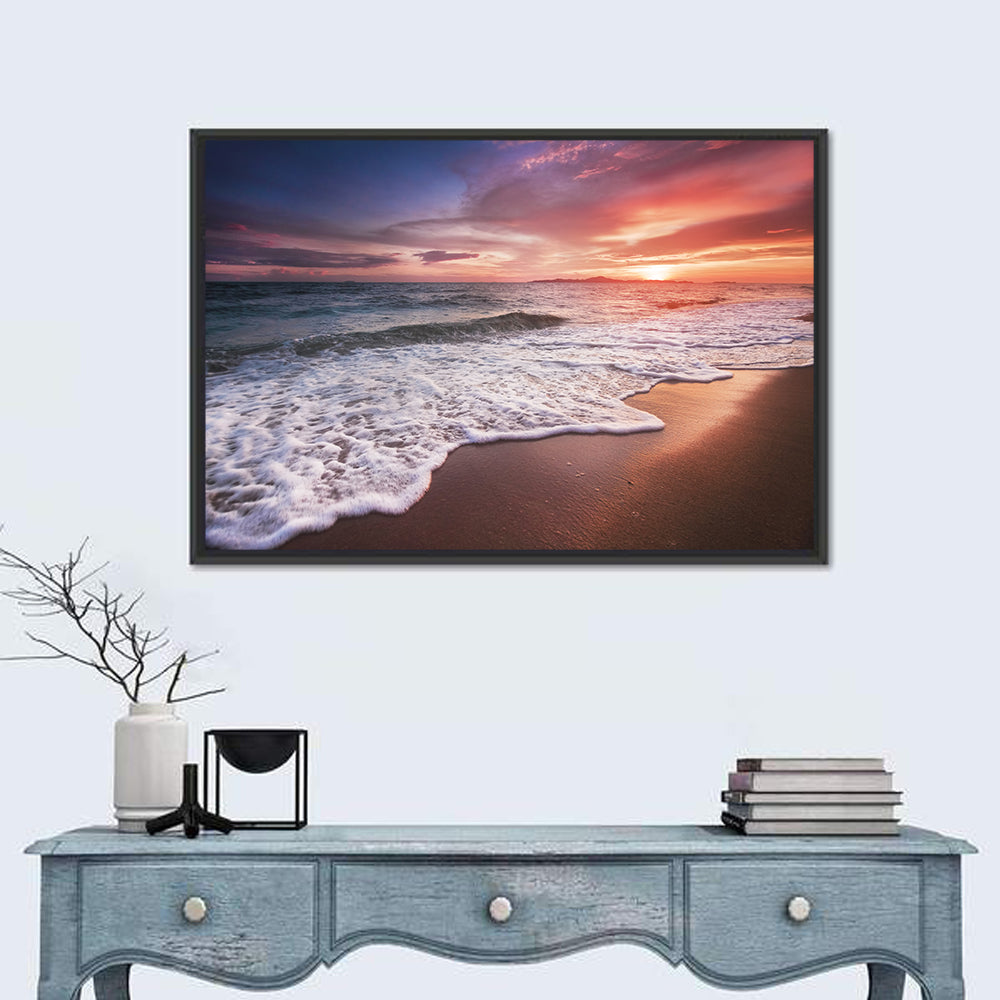 Thai Sunset Over Foamy Shore Wall Art