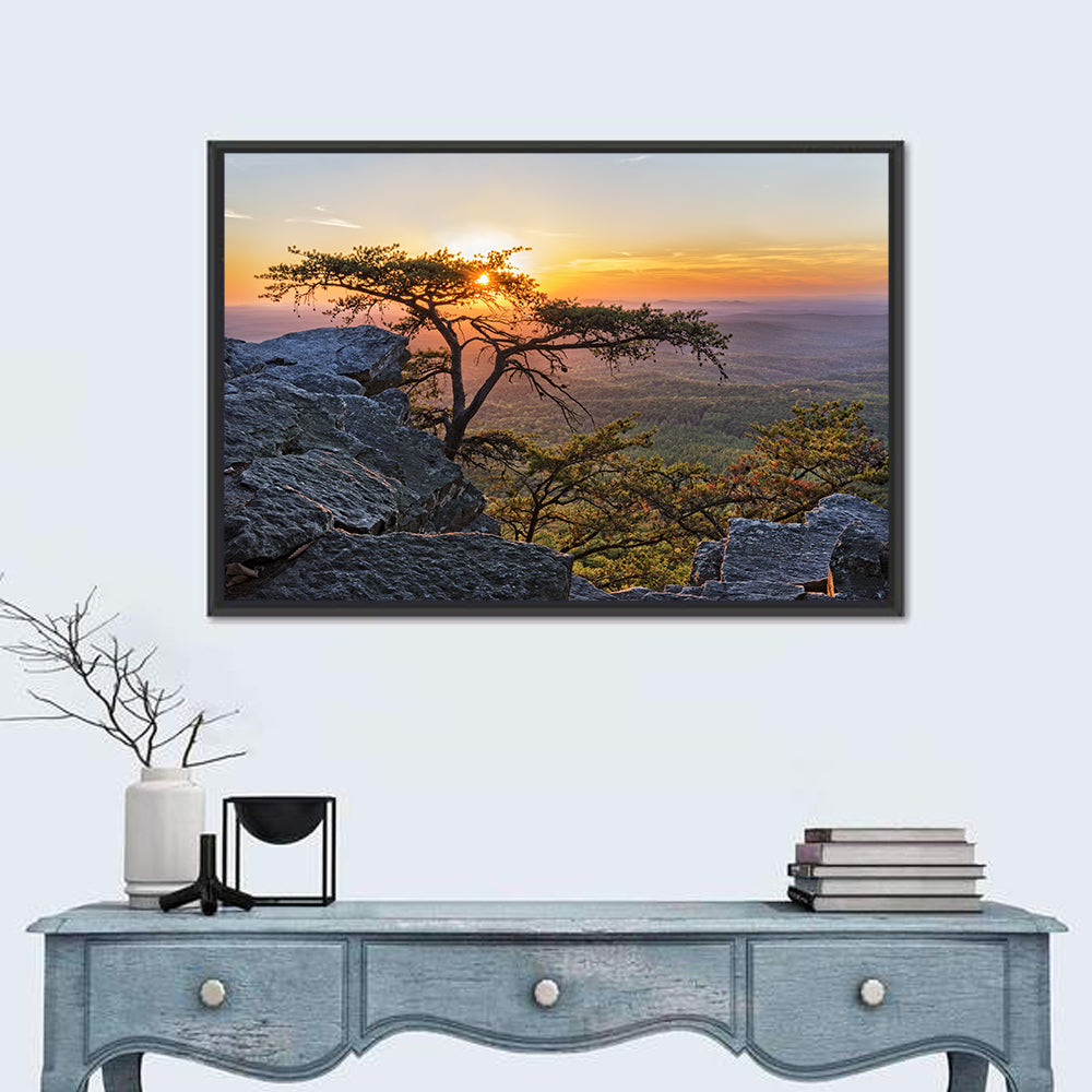 Cheaha State Park Sunset Over Pulpit Rock Wall Art in a room, landscape