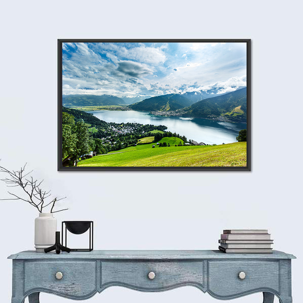 Zell Am See Panorama Wall Art in a room, landscape