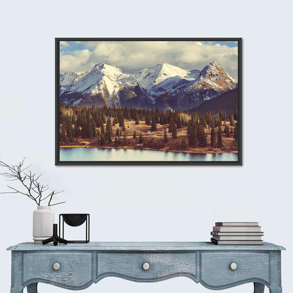 Snow-capped Colorado Rockies Wall Art in a room, landscape