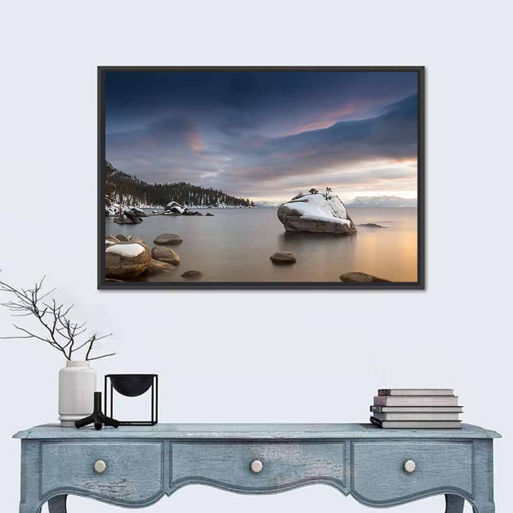 Bonsai Rock Winter Sunset Wall Art