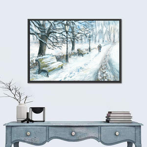 Couples Winter Walk Wall Art