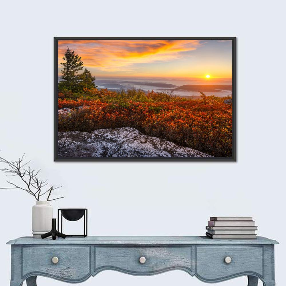 Sunrise Over Dolly Sods Wall Art in a room, landscape
