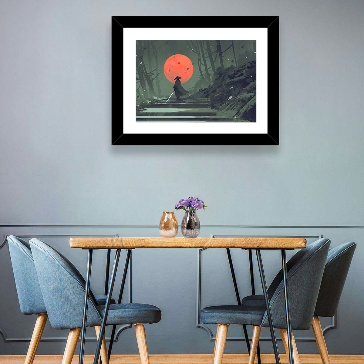 Samurai & Moon Wall Art
