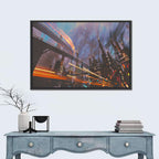 Futuristic Industrial Cityscape Wall Art