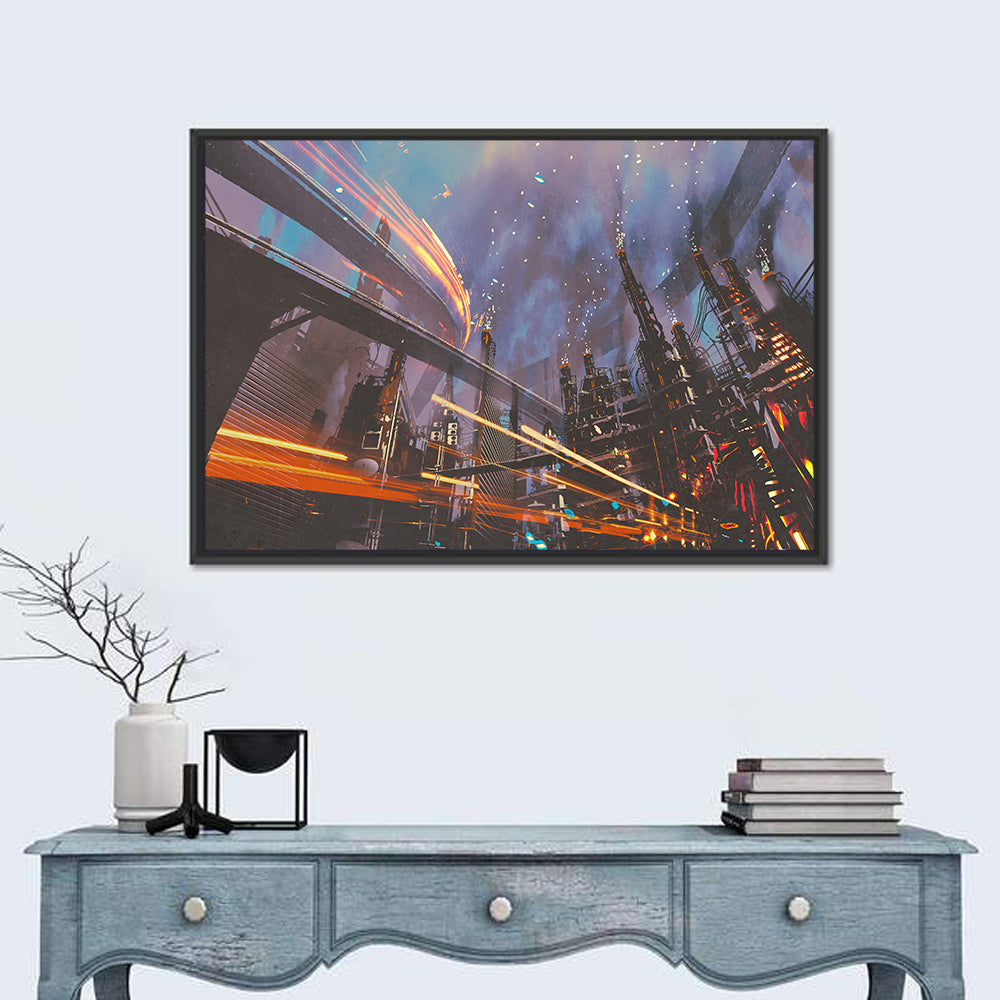 Futuristic Industrial Cityscape Wall Art