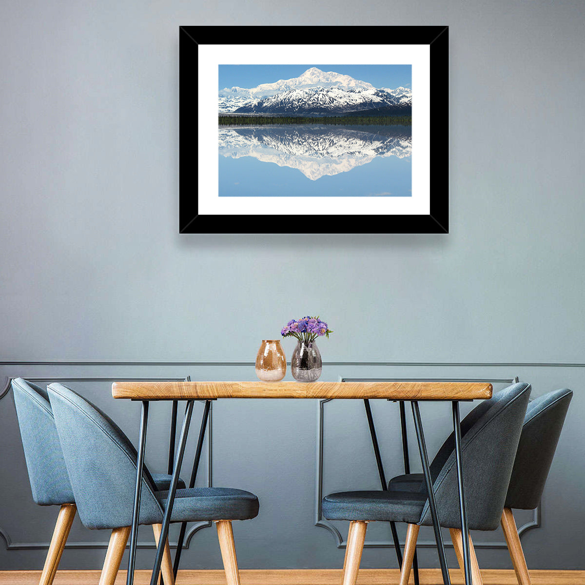 Denali Peak Reflection Wall Art in a room, landscape