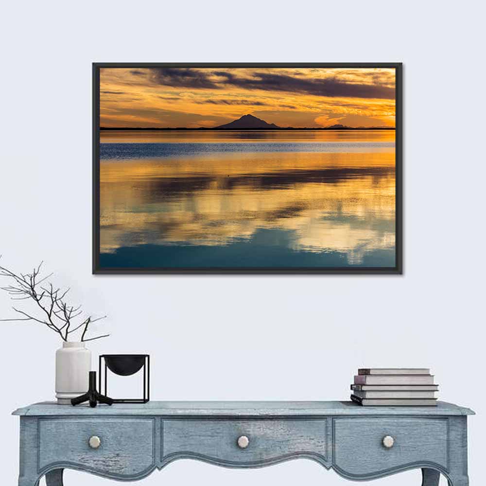 Mt Redoubt and Skilak Lake Wall Art in a room, landscape