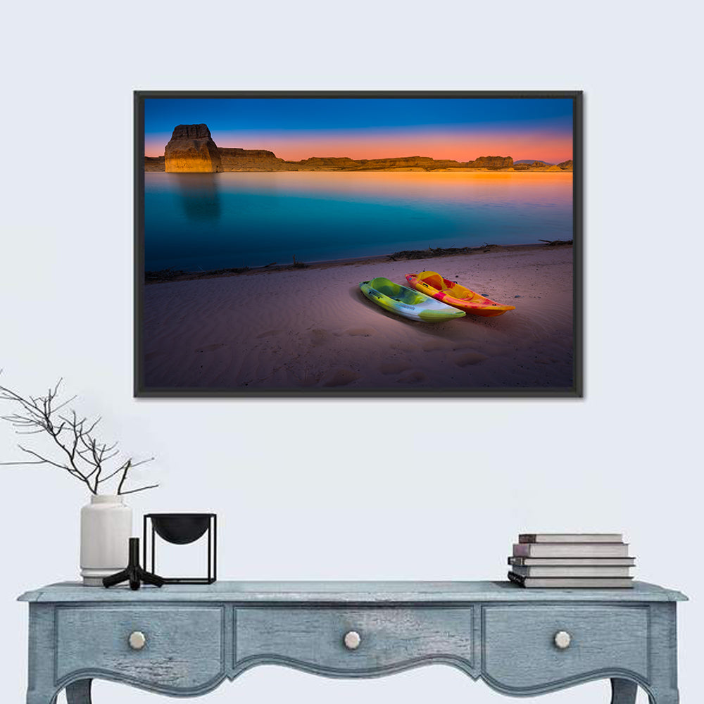 Lake Powell Sunset Wall Art in a room, landscape