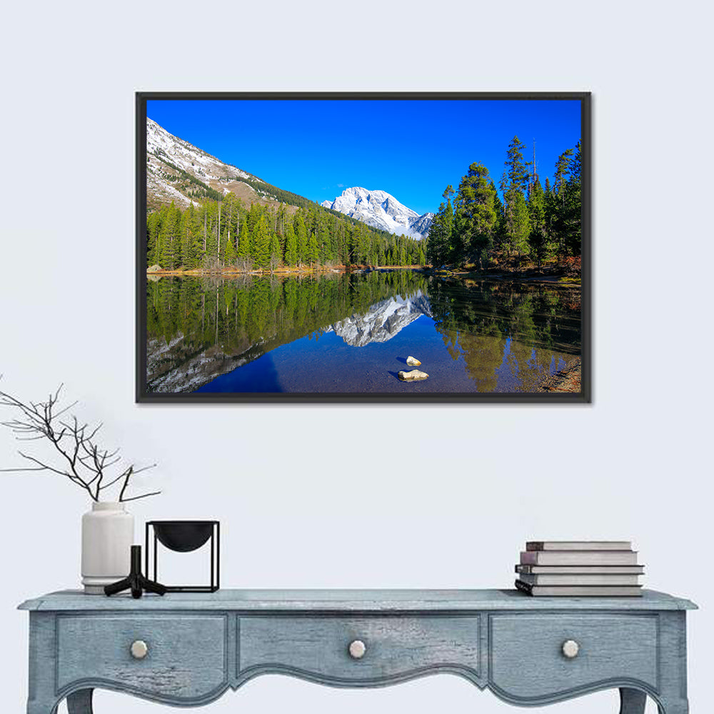Grand Teton Reflection at Jenny Lake Wall Art in a room, landscape
