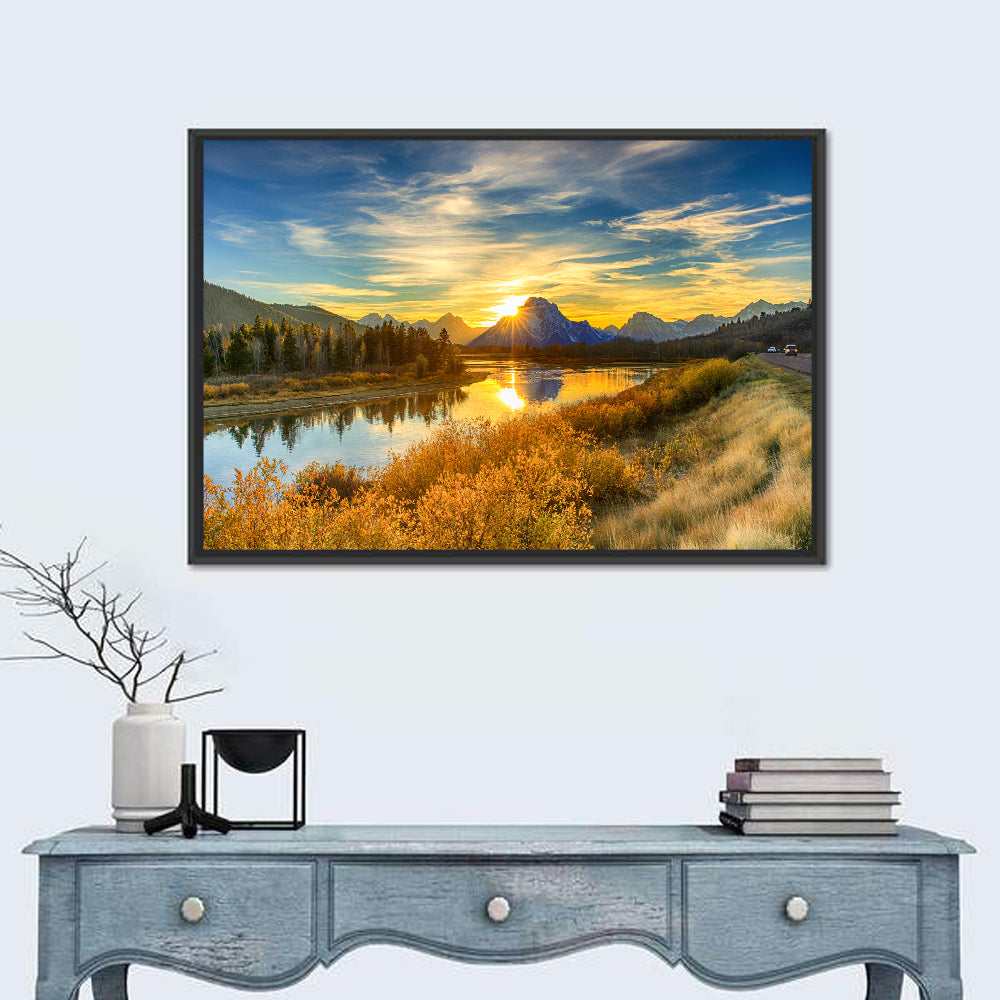 Oxbow Bend Sunrise Wall Art in a room, landscape