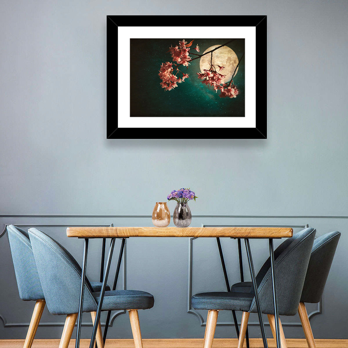 Sakura Flowers & Moon Wall Art