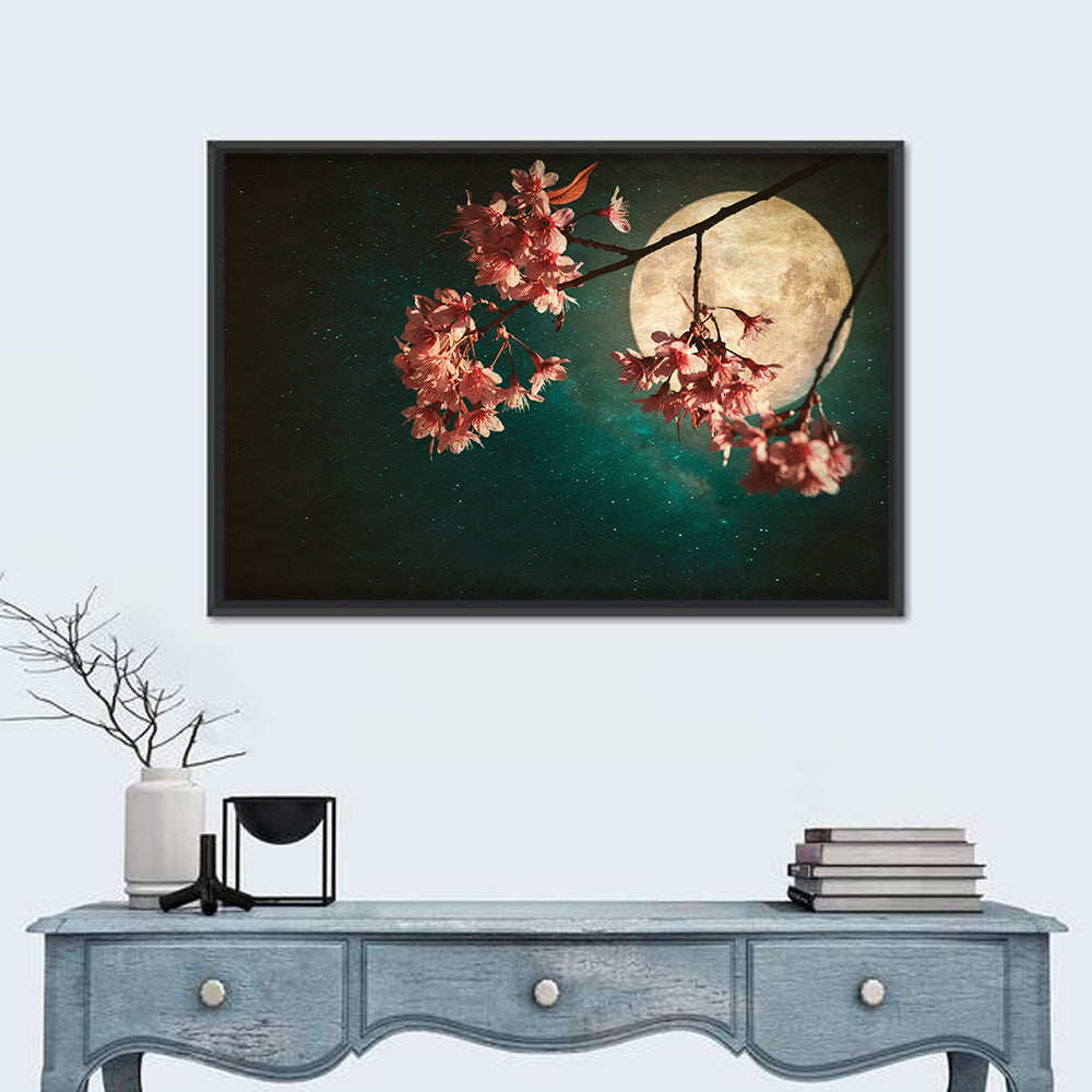 Sakura Flowers & Moon Wall Art