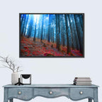 Enchanted Red Moss Forest Wall Art