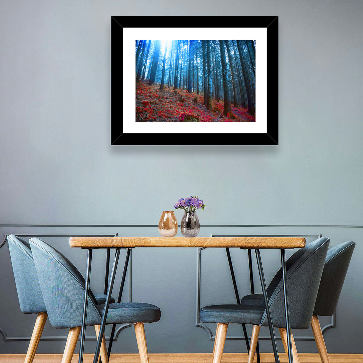 Enchanted Red Moss Forest Wall Art