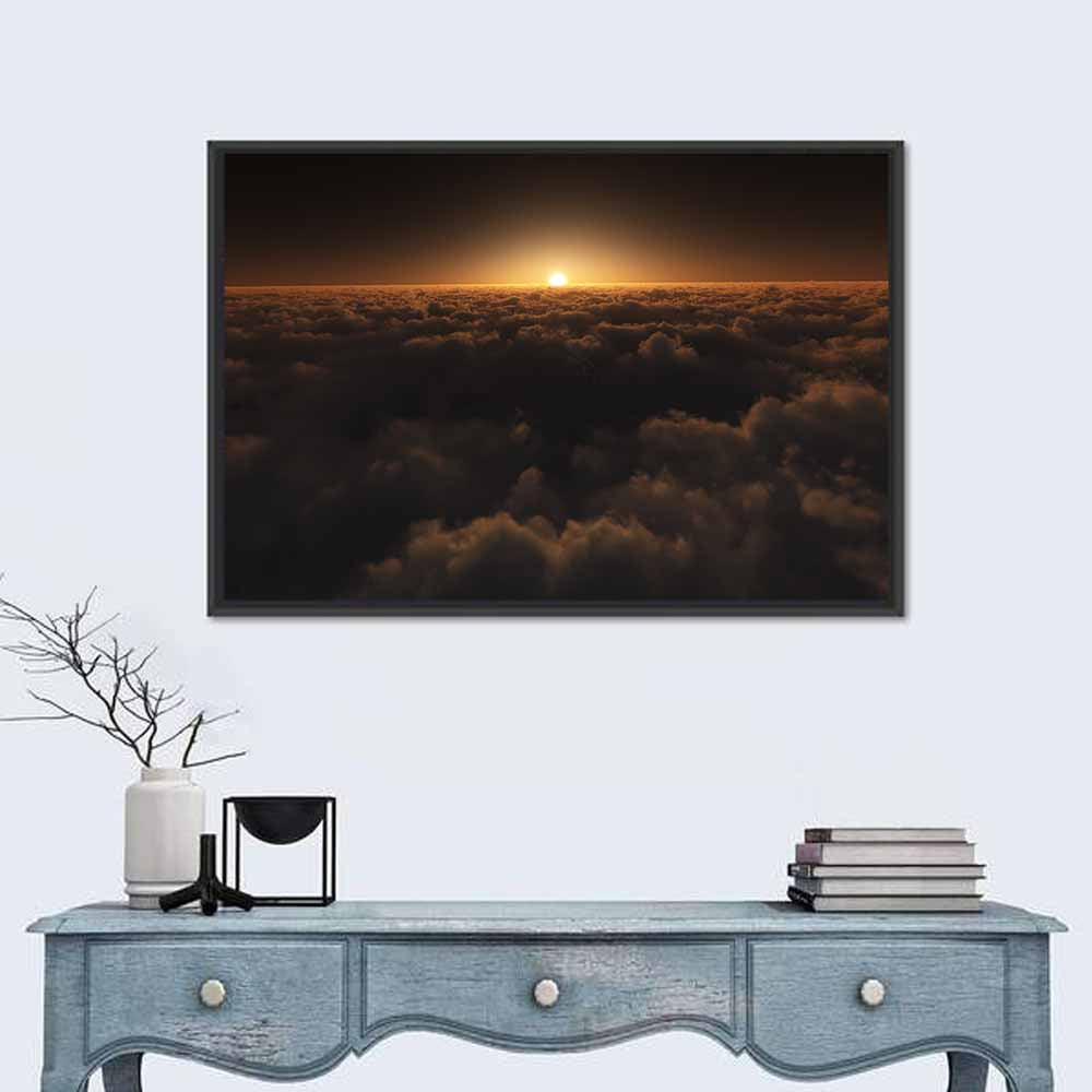 Sunset Over Cloud Sea Wall Art in a room, landscape