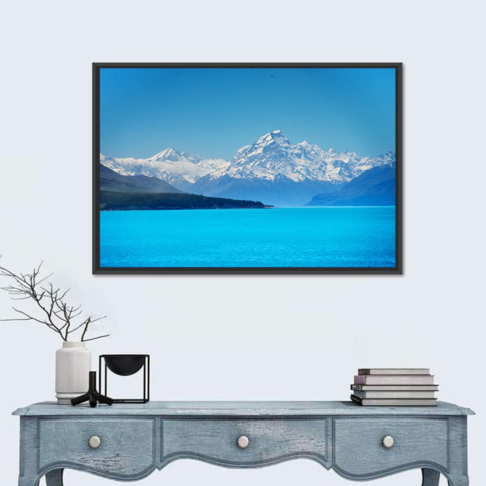 Aoraki Over Lake Pukaki Wall Art in a room, landscape