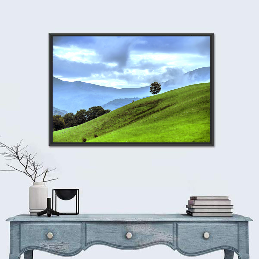 Talish Hillside with Lone Tree Wall Art in a room, landscape