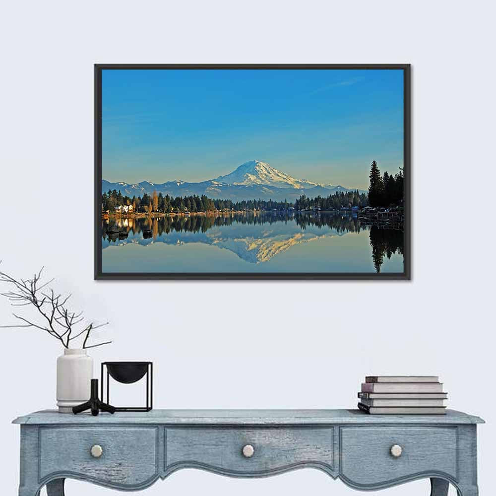 Lake Tapps Reflection Wall Art in a room, landscape