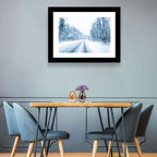 Tire Tracks on Snowy Road Wall Art