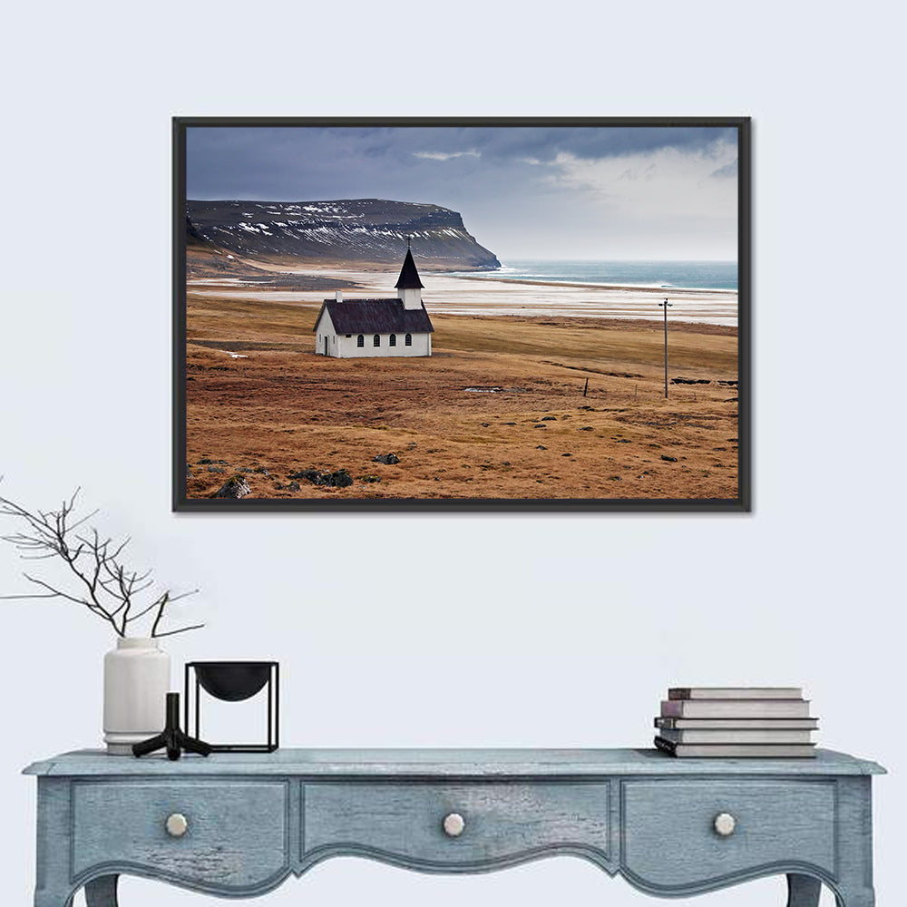 Icelandic Church with Dark Steeple Wall Art