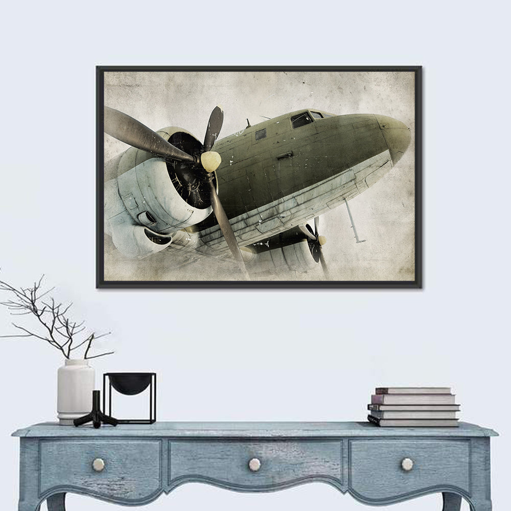 Vintage Propeller Airplane Nose View Wall Art