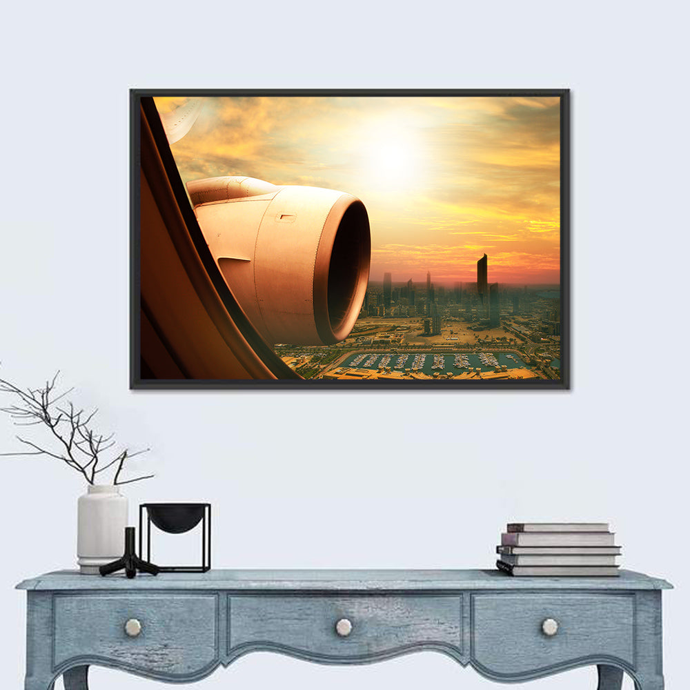 Kuwait City at Golden Hour Wall Art in a room, landscape