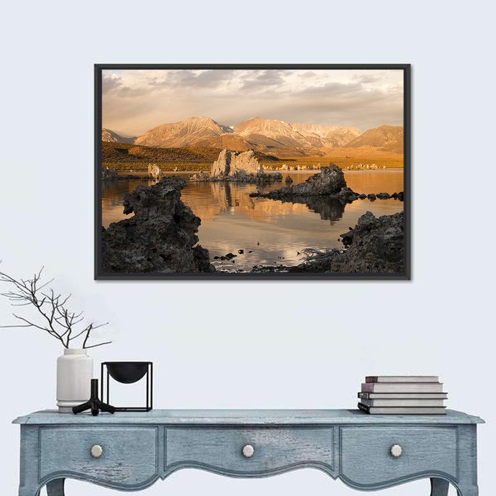 Mono Lake Tufa at Golden Hour Wall Art in a room, landscape