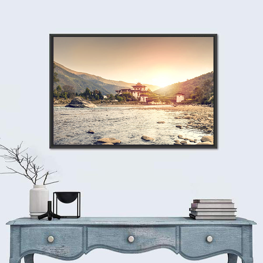 Punakha Dzong at Golden Hour Wall Art