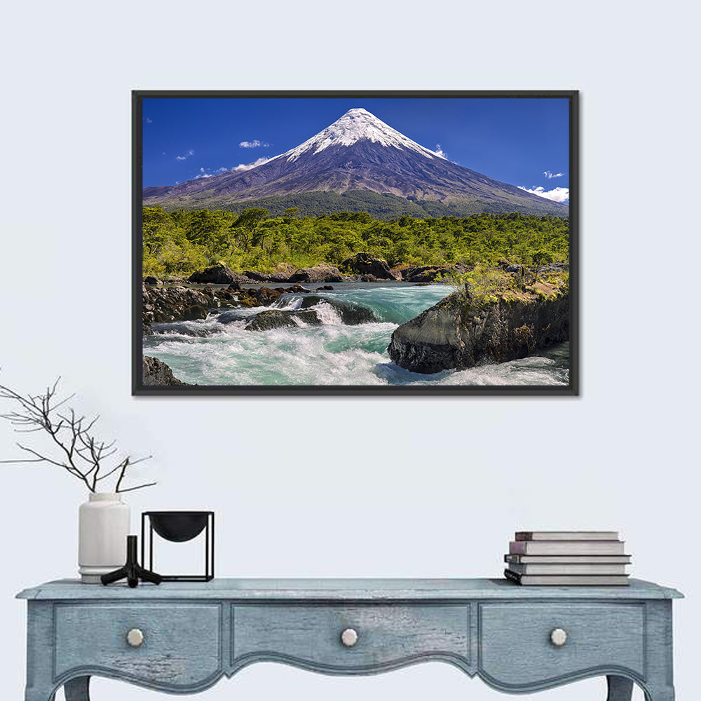 Osorno Volcano Over Petrohue Rapids Wall Art