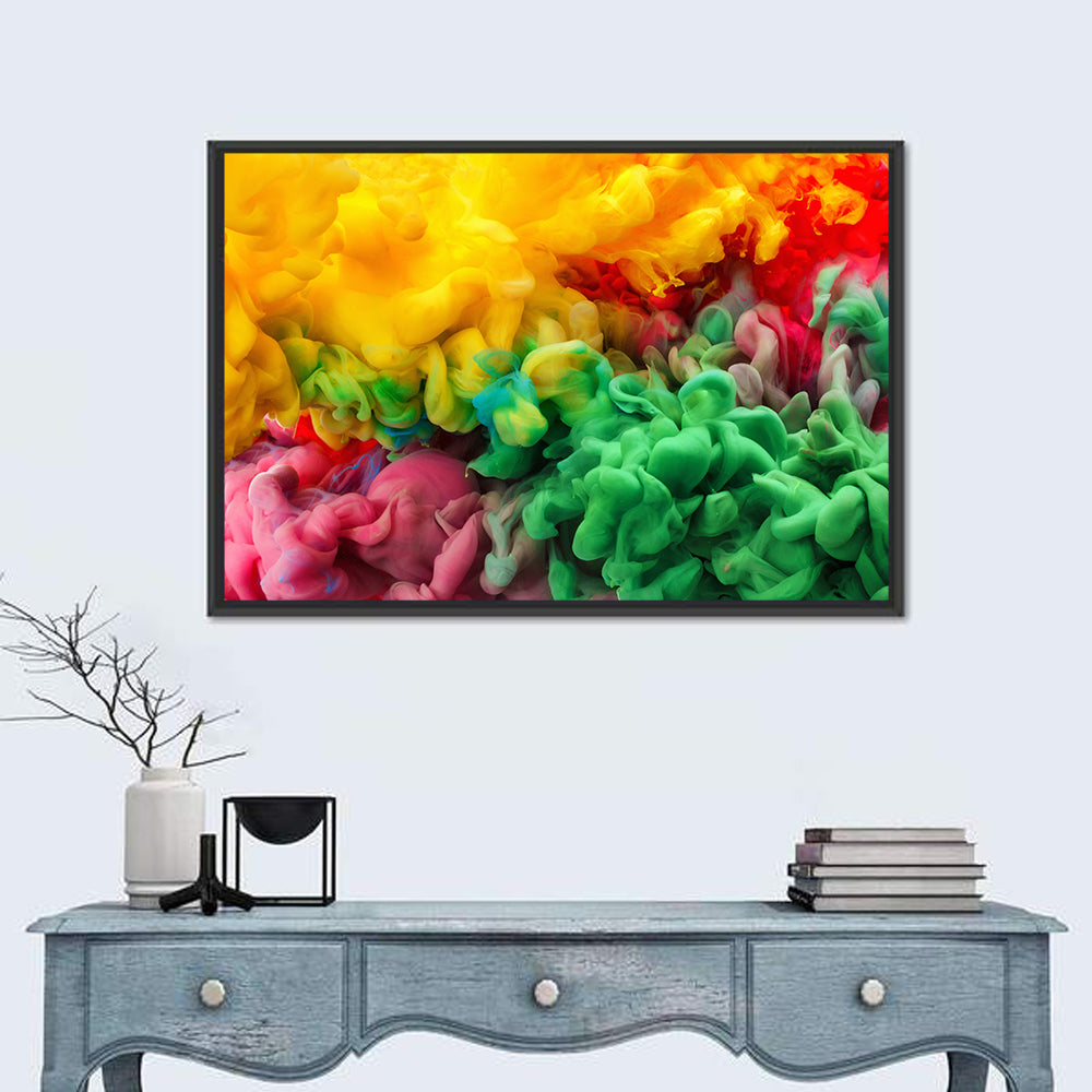Vibrant Underwater Ink Cloud Abstract Wall Art