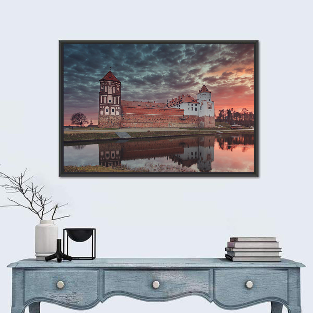 Mir Castle at Dusk Wall Art in a room, landscape