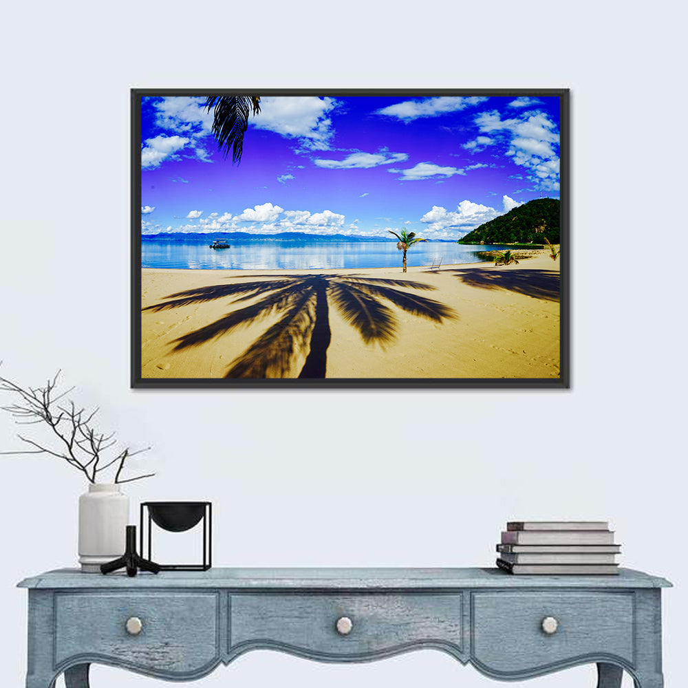 Lake Malawi Palm Shadow Wall Art in a room, landscape