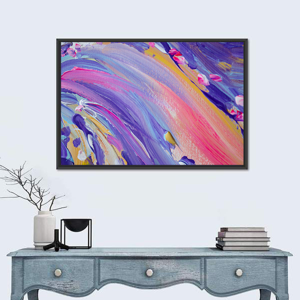 Sliding Hill Brushstrokes Wall Art in a room, landscape