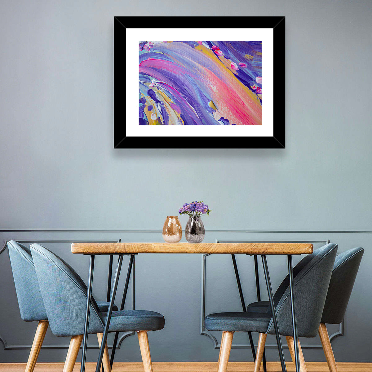 Sliding Hill Brushstrokes Wall Art in a room, landscape