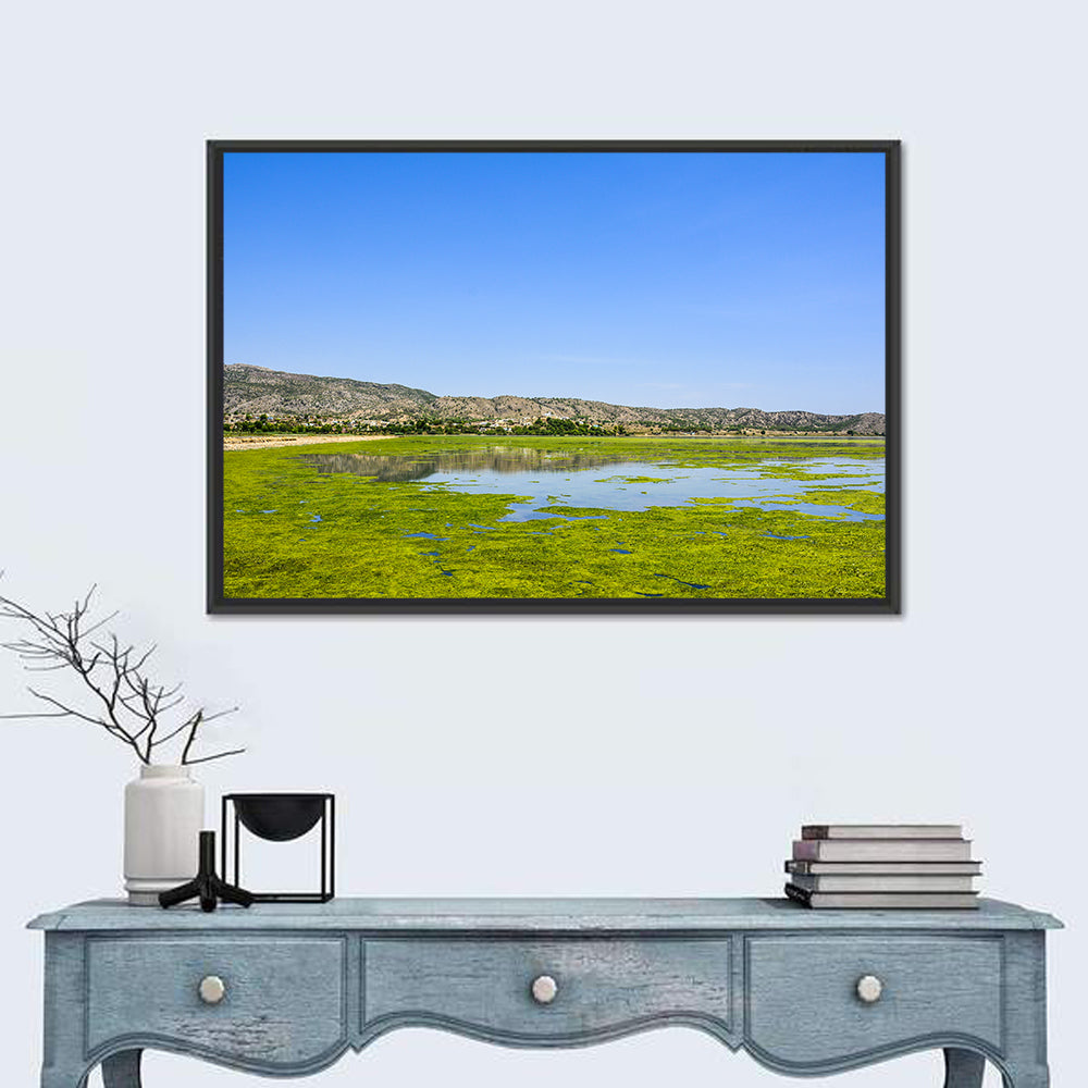 Uchali Lake Algae Reflection Wall Art in a room, landscape