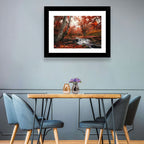 Autumn Forest Stream with Footbridge Wall Art