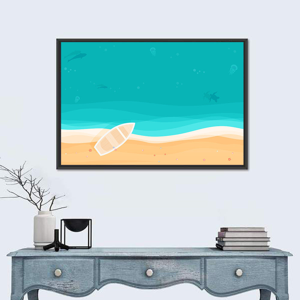 Sandy Beach Aerial Illustration Wall Art