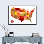 Stylized United States Map Wall Art