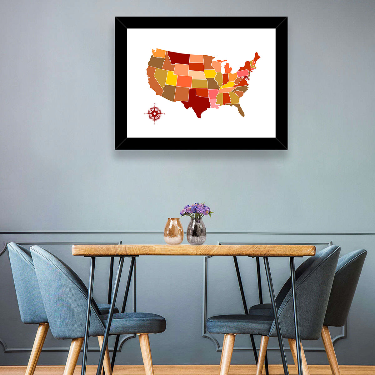 Stylized United States Map Wall Art