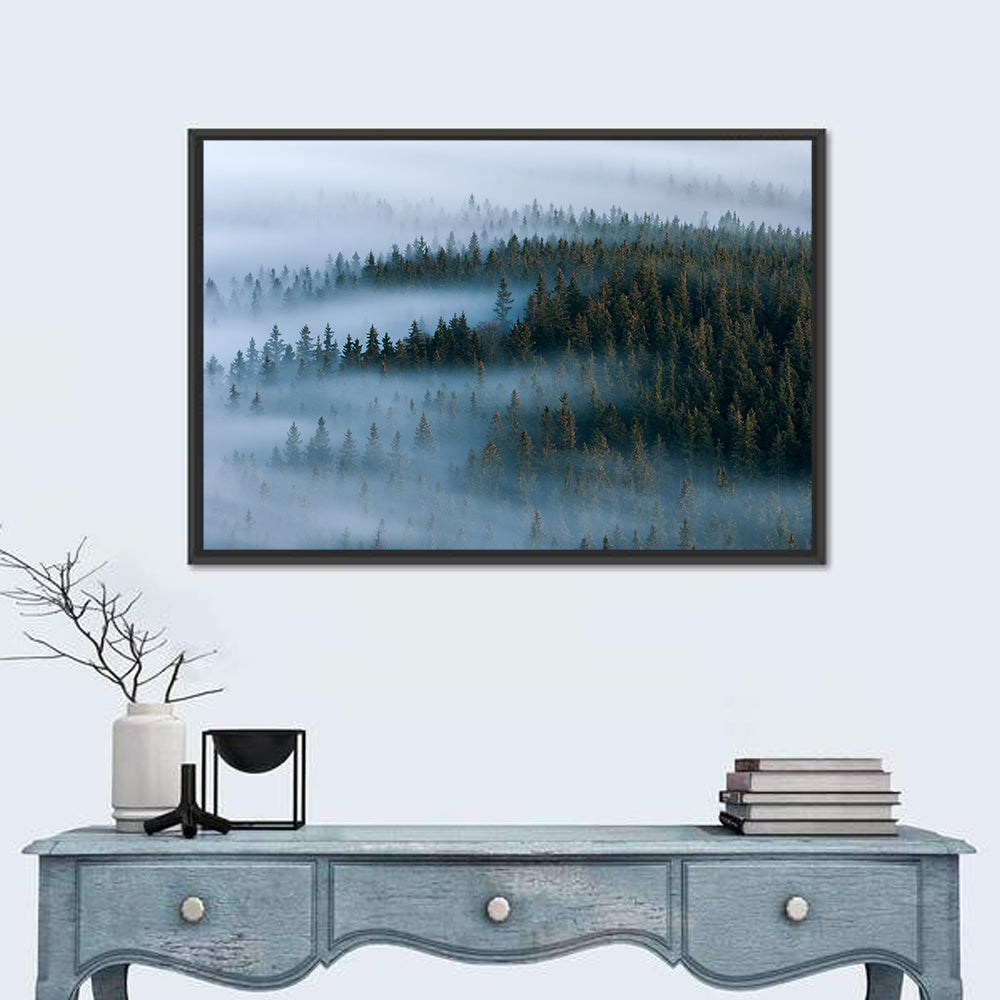 Morning Mist Over Pine Valley Wall Art