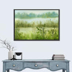 Misty River Meadow Watercolor Wall Art