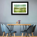 Misty River Meadow Watercolor Wall Art