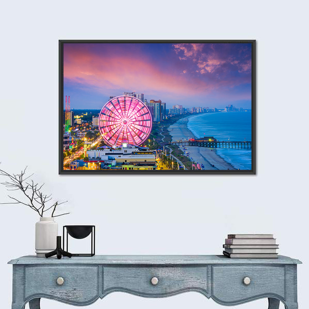 Myrtle Beach Skywheel at Twilight Wall Art in a room, landscape