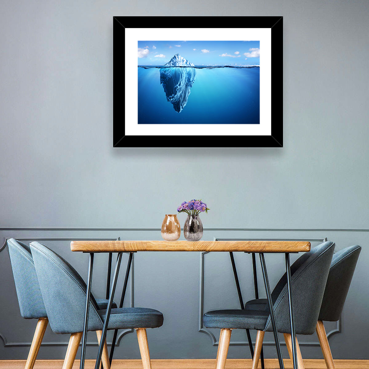 Split-level Iceberg Wall Art in a room, landscape