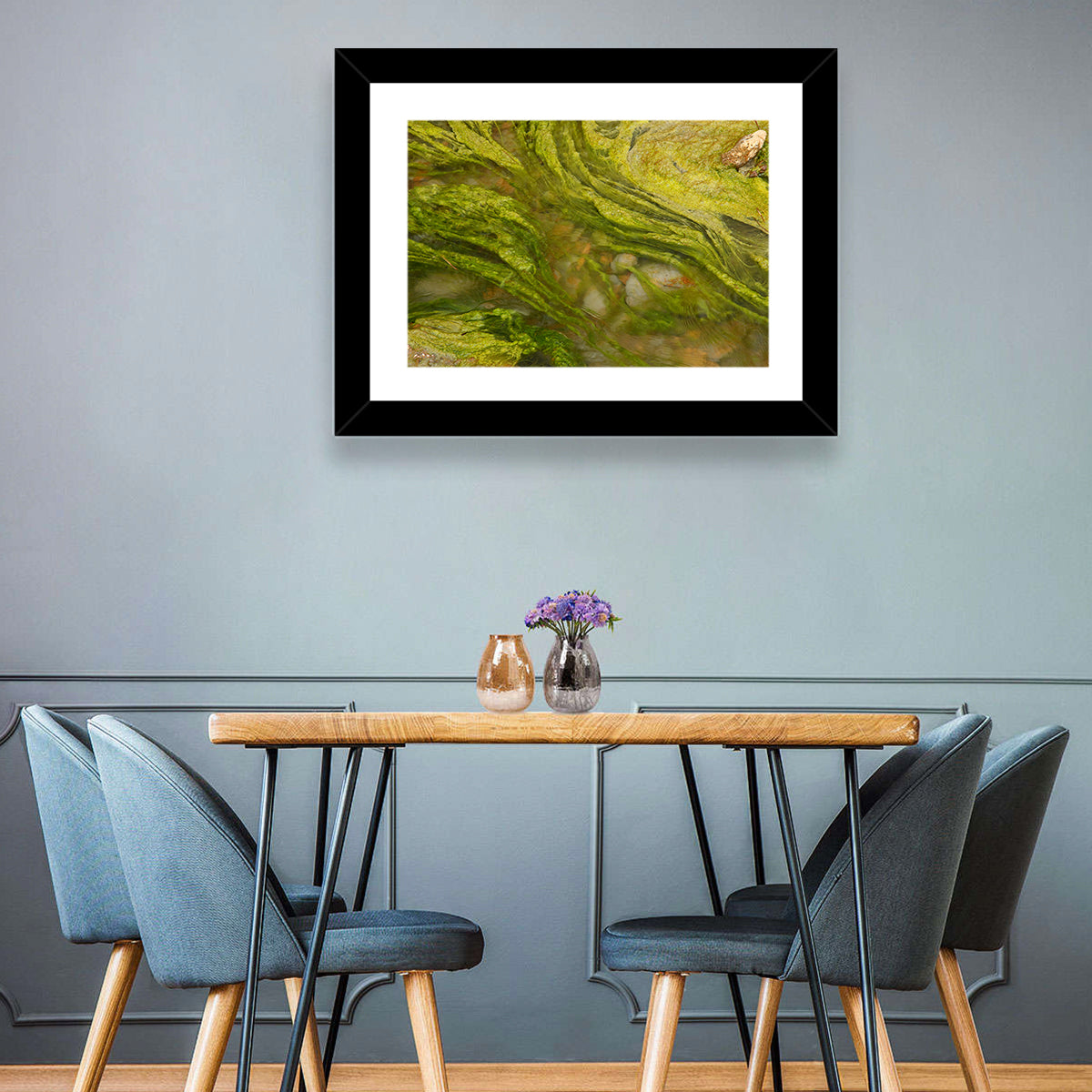 Macro Algae Stream Wall Art in a room, landscape